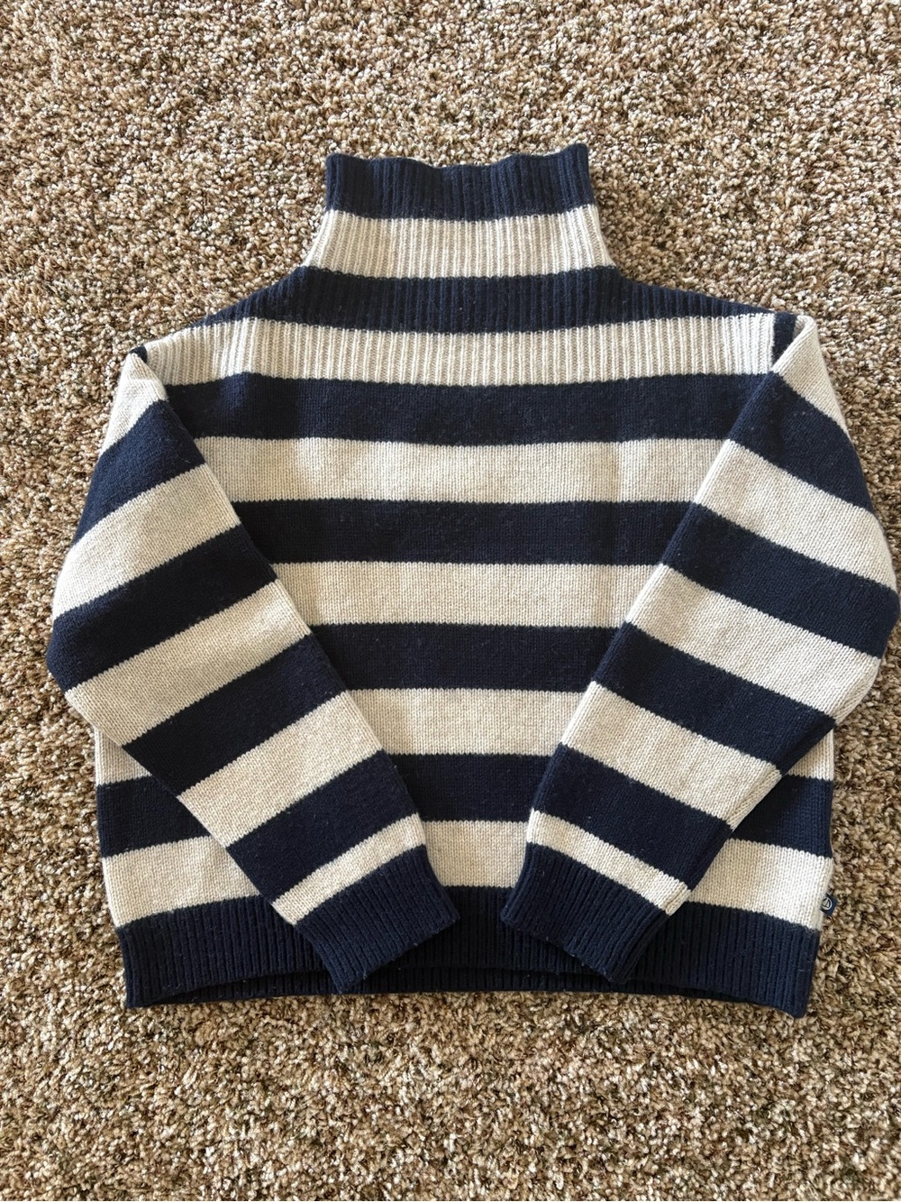 Petit Bateau navy & beige wool-blend boys striped sweater (size 10/140cm)